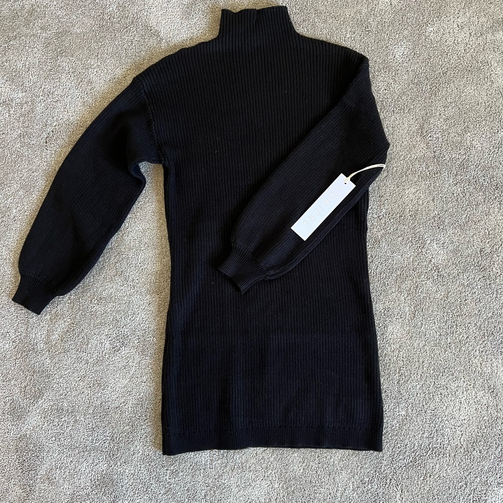 NWT- New With Tags Women’s Mock Neck Black Sweater Dress Size Small - Picture 9 of 11